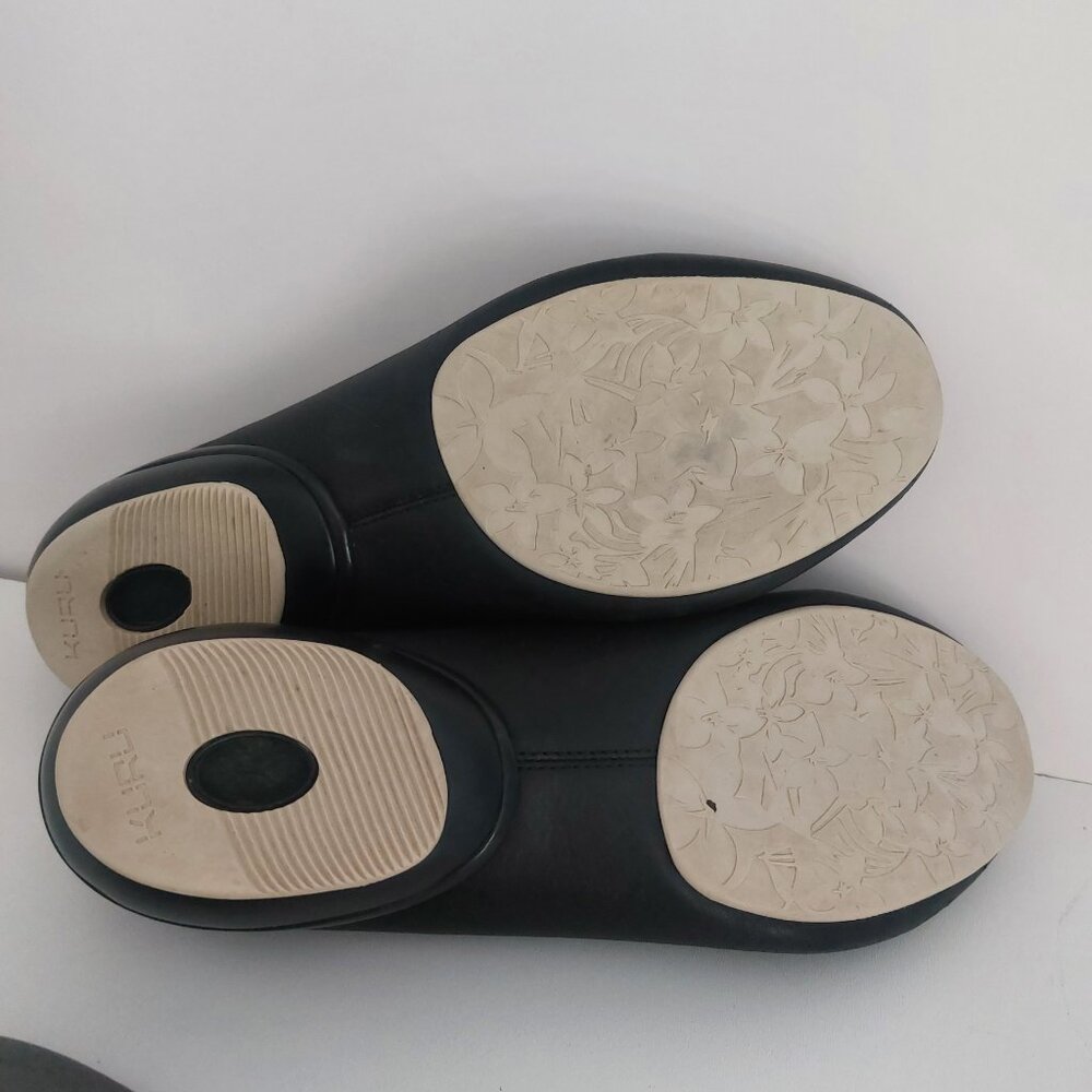 KURU Black Leather Comfort Flats Size 8.5 TRINA Work Shoes Cushioned Stylish EUC - Picture 3 of 12
